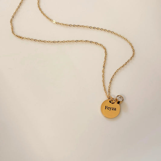Classic Coin Necklace with Zirconia stone