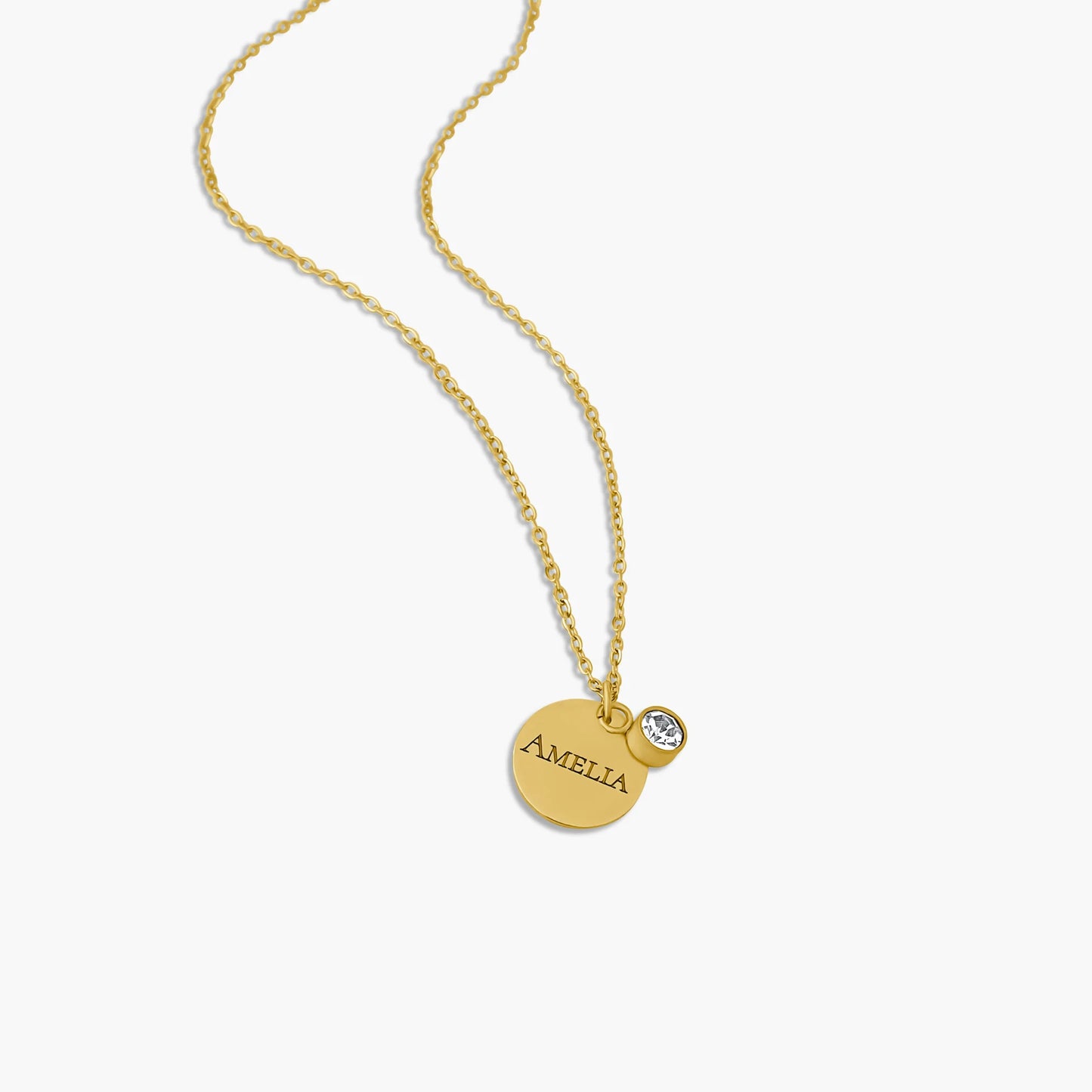 Classic Coin Necklace with Zirconia stone
