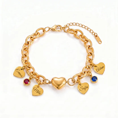 Heart Charm Name Bracelet