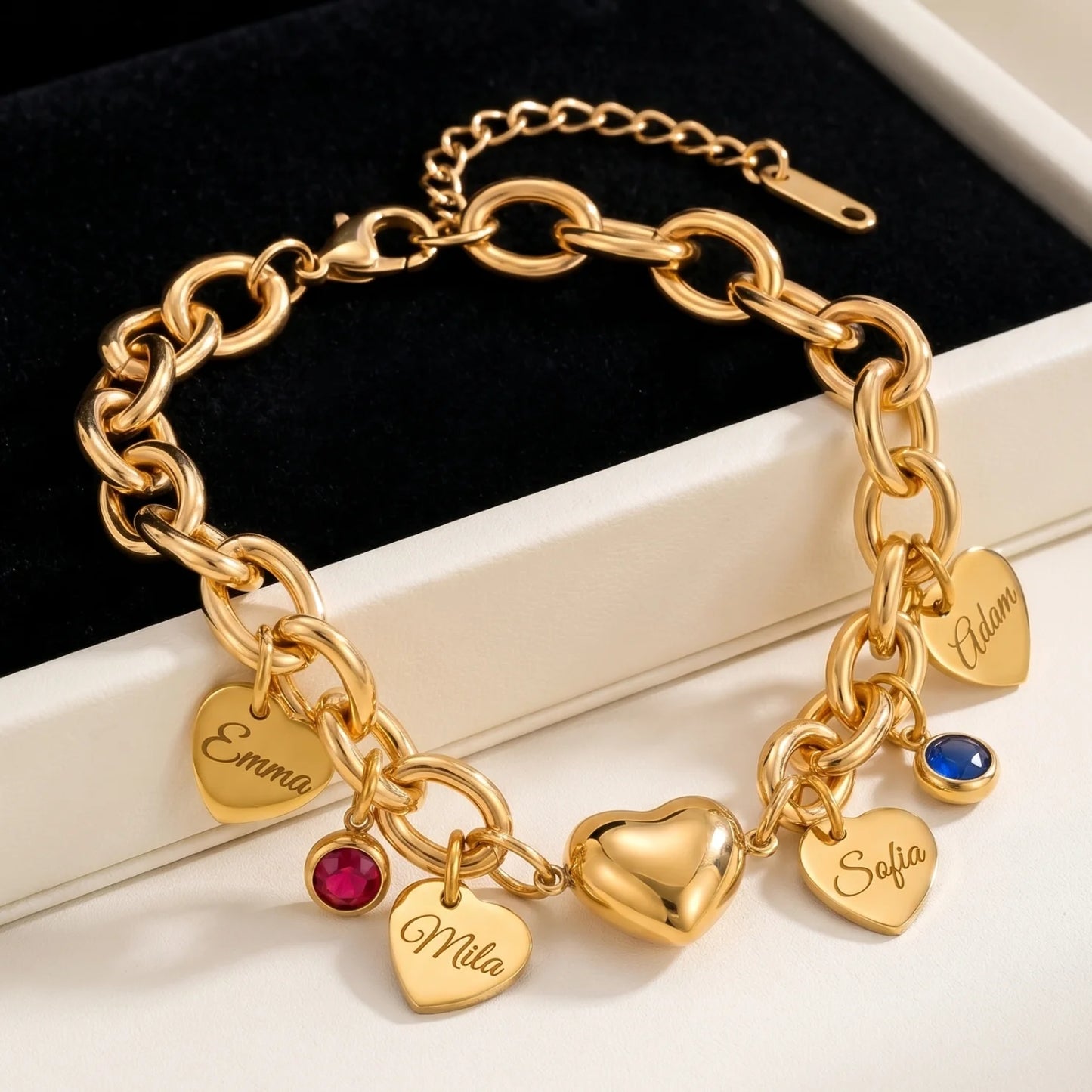 Heart Charm Name Bracelet