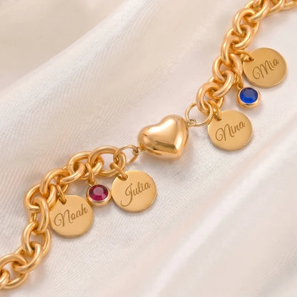 Heart Charm Name Bracelet