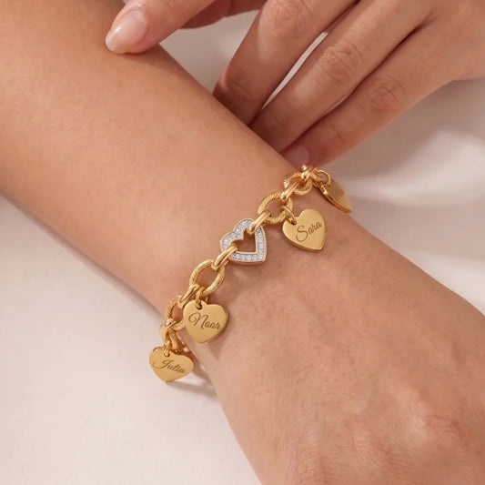 Elegant Zirconia Heart Name Bracelet