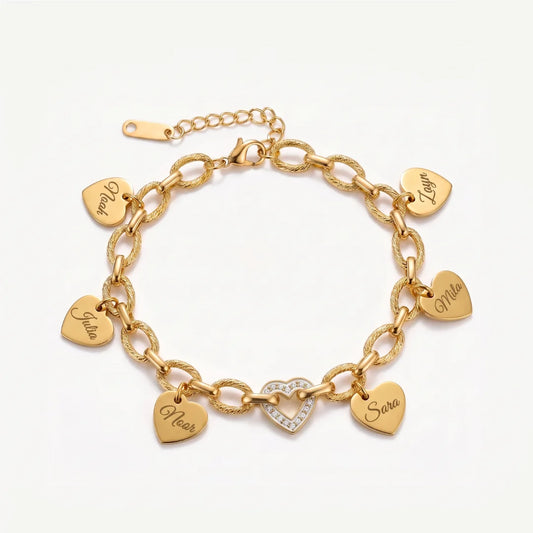 Elegant Zirconia Heart Name Bracelet